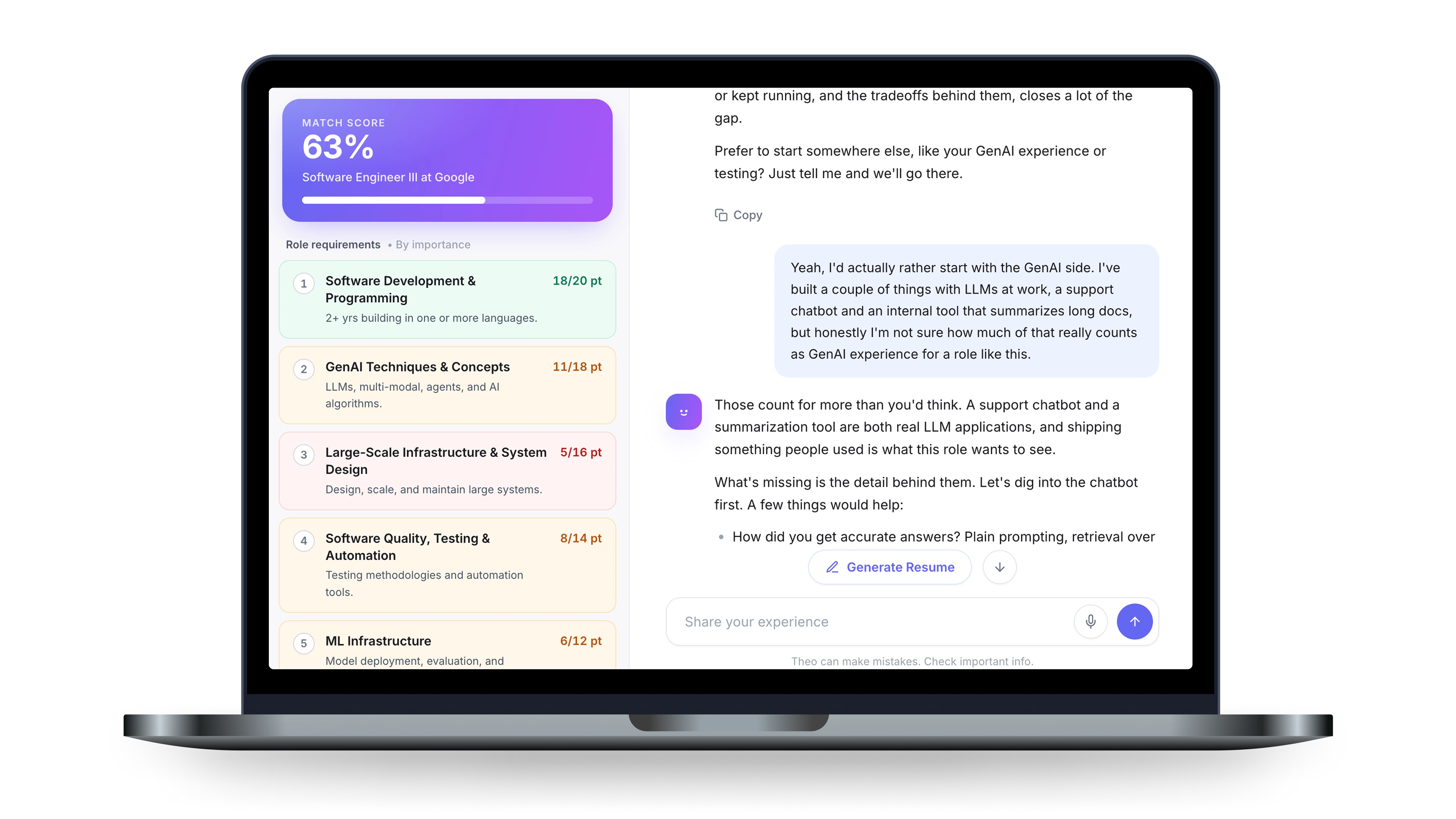 The AI resume feature — hero